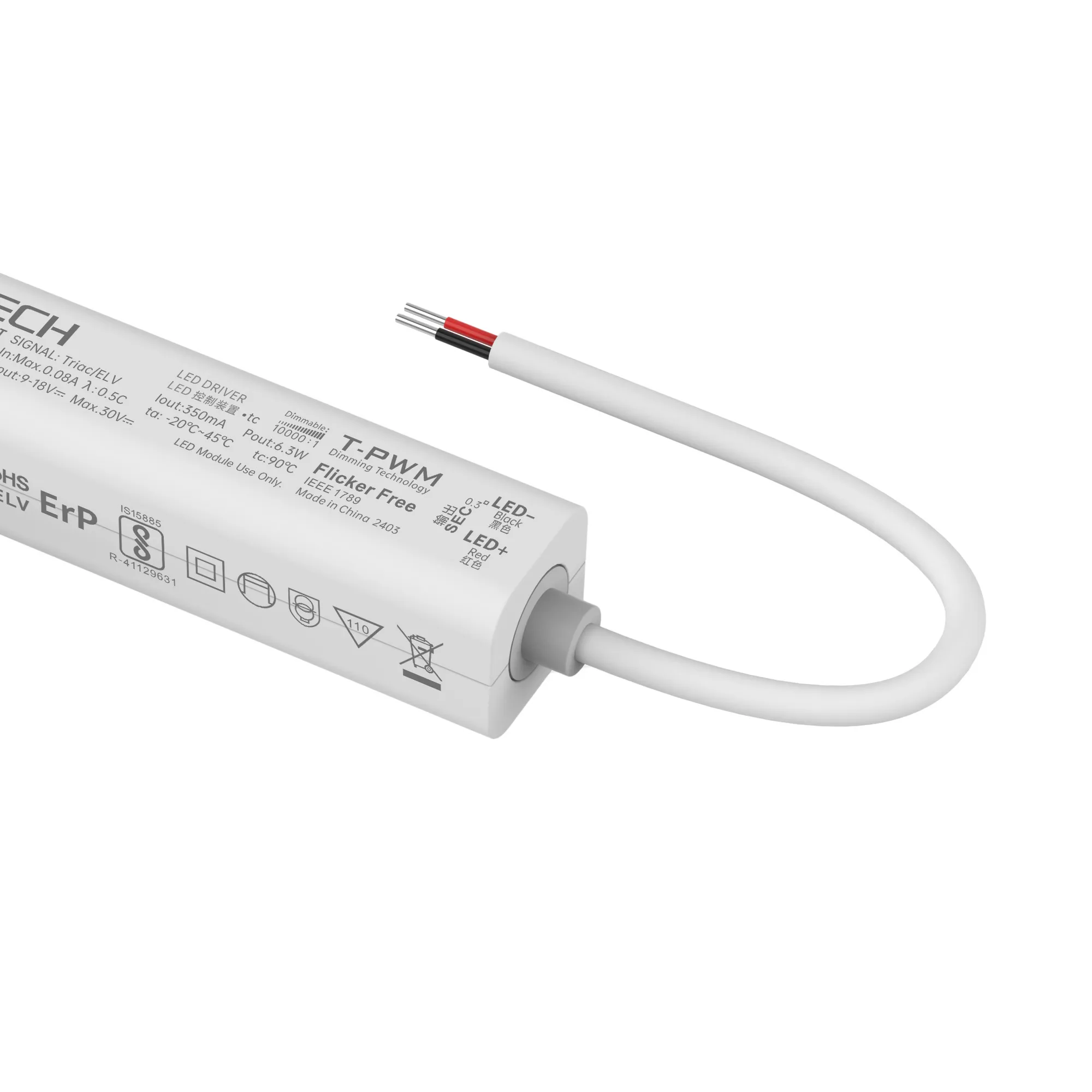 Triac/ELV, PWM,6W, C. Current Dimmable Driver, 350mA, DC:9-42Vdc, EFF>70%, IP20. SE-6-350-G1T  LTECH Triac Constant Current